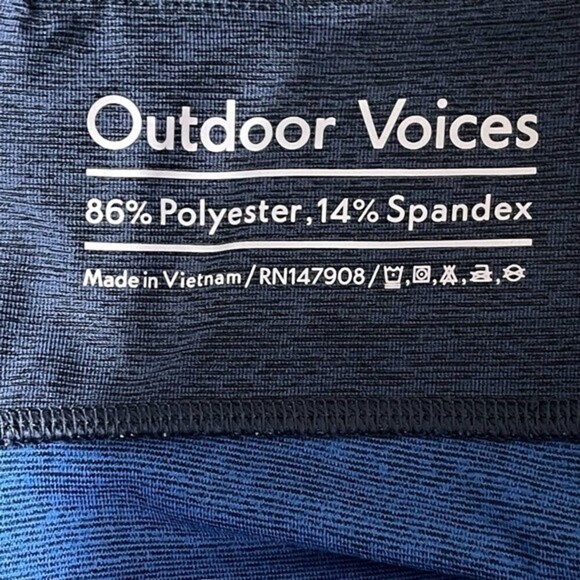 Outdoor Voices Leggings Large Blue 7/8 Tri Tone Warmup Leggings Colorblock - Picture 8 of 9
